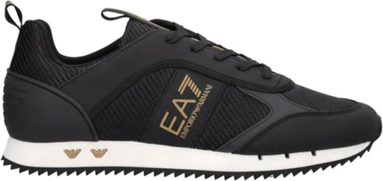 Emporio Armani EA7 Zwarte en Gouden Sneaker met Logo Black Heren