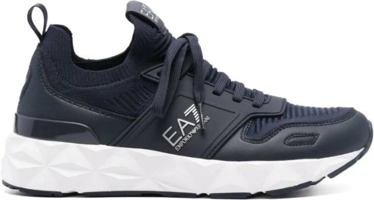 Emporio Armani EA7 Zwarte Sneakers Met Oversized Rubberen Zool Black Heren