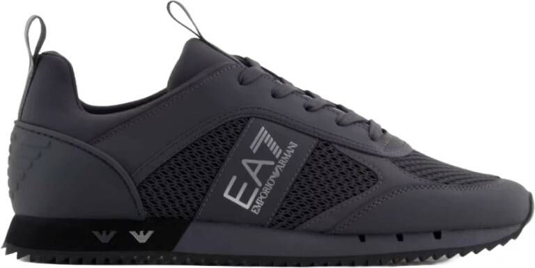 Emporio Armani EA7 Zwarte Sneakers met Reflecterende Details Black Heren