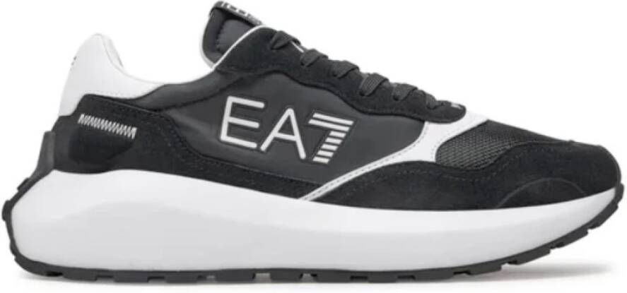 Emporio Armani EA7 Zwarte Sneakers met Versterkte Hiel Black Heren