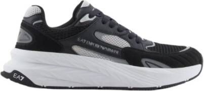 Emporio Armani Cusher Sonic Mix sneaker van suède met mesh details