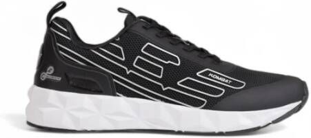 Emporio Armani EA7 Zwarte sportieve sneakers met rubberen zool Black Heren