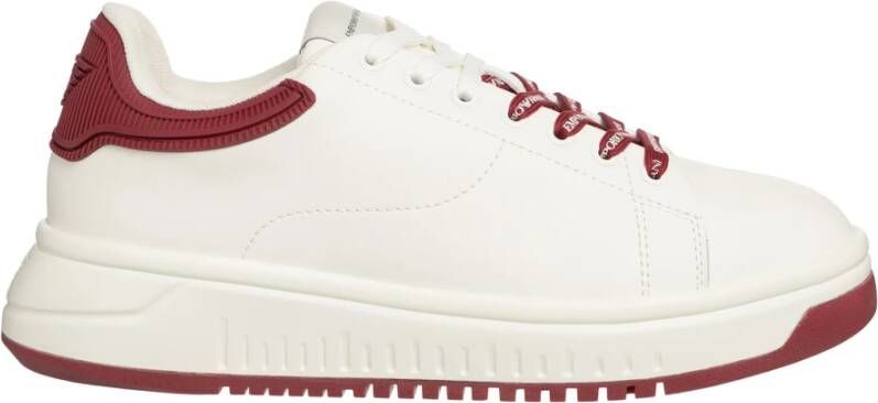 Emporio Armani Eenvoudige Vetersneakers White Dames