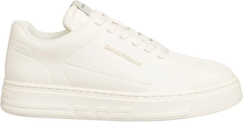 Emporio Armani Eenvoudige Vetersneakers White Dames