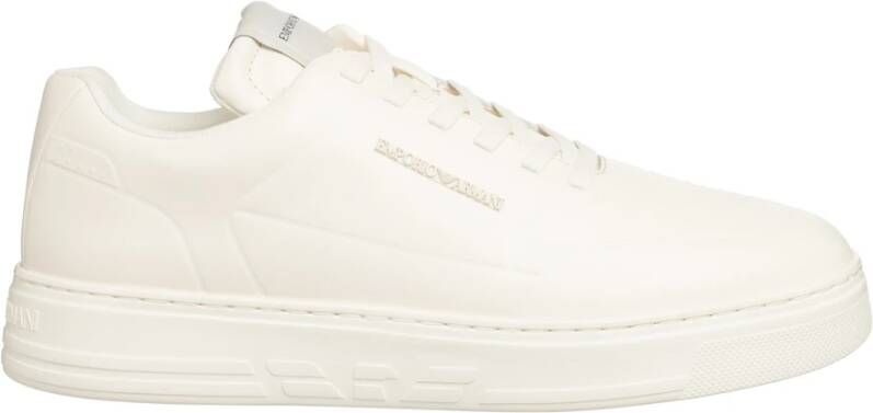 Emporio Armani Eenvoudige Vetersneakers White Heren