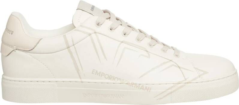 Emporio Armani Eenvoudige Vetersneakers White Heren