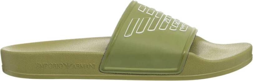 Emporio Armani Effen Slides voor Stijlvol Comfort Green Heren