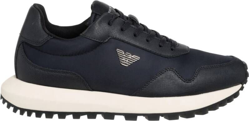 Emporio Armani Sneakers met logo-applicatie en panelen Black Heren