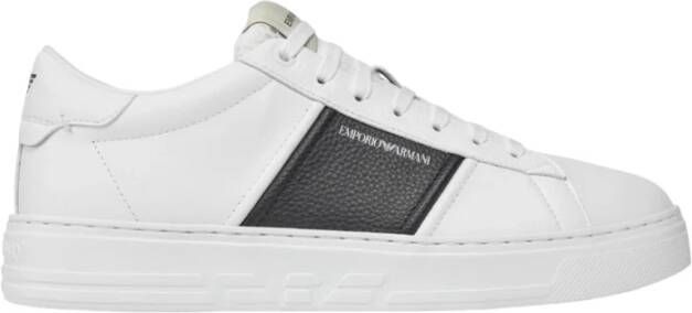 Emporio Armani Leren sneakers met contrasterende kleur White Heren