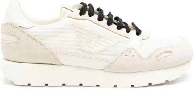 Emporio Armani Exclusieve Beige Sneakers met Mesh Panelen Beige Dames