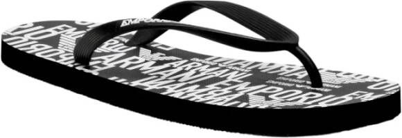 Emporio Armani Gestreepte Flip Flops Zwart Wit Black Heren