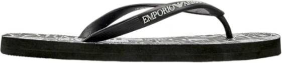 Emporio Armani Gestippelde rubberen teenslippers Black Heren