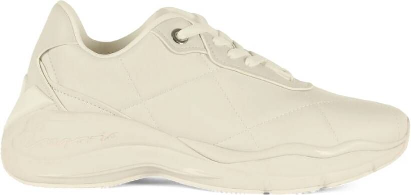 Emporio Armani Gewatteerde leren sneakers White Dames