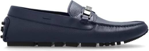 Emporio Armani Leren Loafers Blue Heren