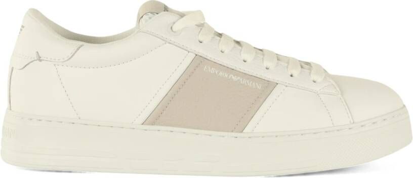 Emporio Armani Leren Logo Sneakers Gray Heren