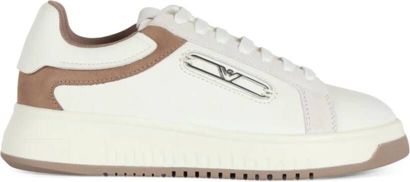 Emporio Armani Leren Logo Sneakers White Dames