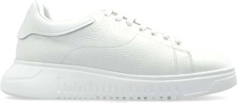 Emporio Armani Witte Leren Sneaker met Logo Inzet White Dames