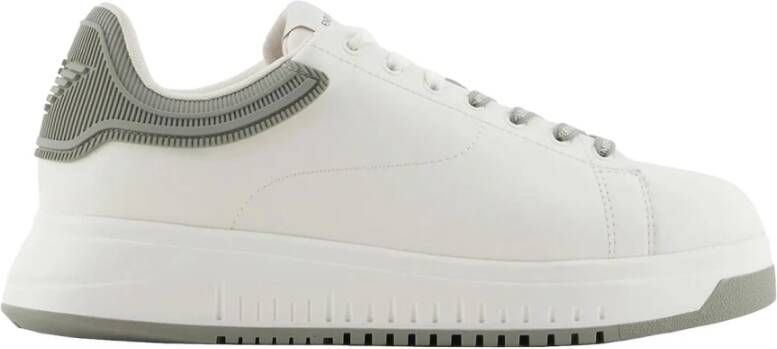 Emporio Armani Leren sneakers met rubberen zool White Heren