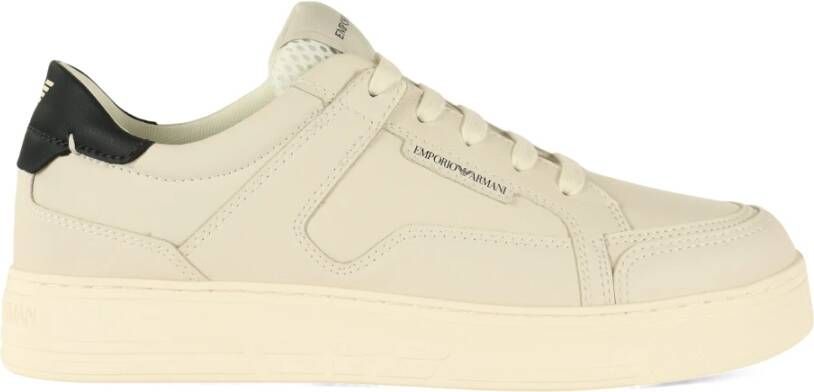 Emporio Armani Leren Sneakers met Zijlogo White Heren