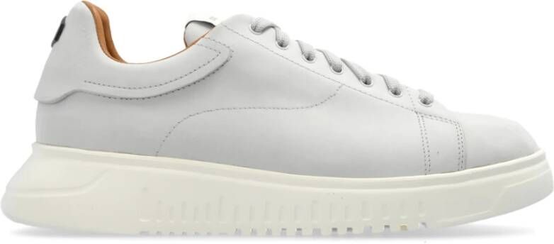 Emporio Armani Nabuk IJs Sneaker met Adelaar Logo Gray Heren