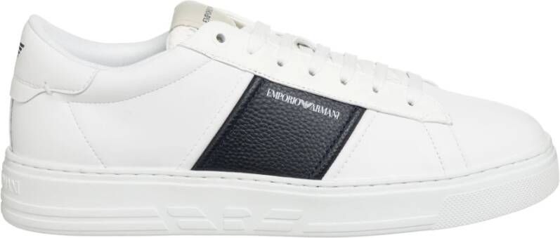 Emporio Armani Leren Veterschoenen Sneakers White Heren