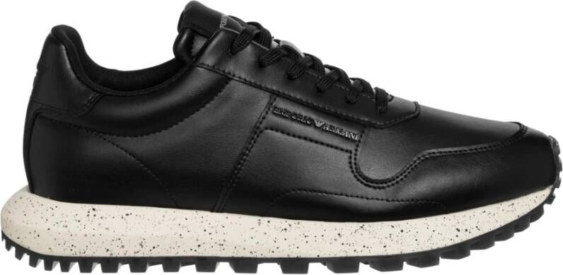 Emporio Armani Leren Vetersluiting Sneakers Black Heren