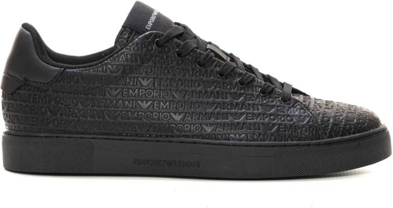 Emporio Armani Logo Sneakers met Verwijderbare Binnenzool Black Heren