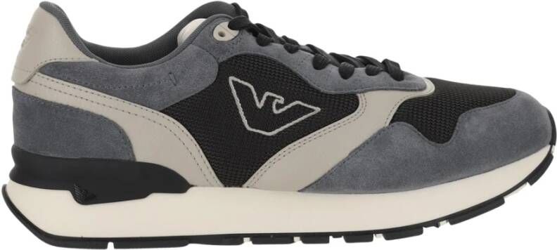 Emporio Armani Mesh en Suède Sneakers met Adelaar Multicolor Heren