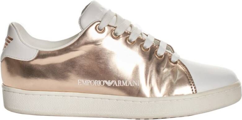 Emporio Armani Moderne Metallic Sneakers voor Vrouwen Yellow Dames