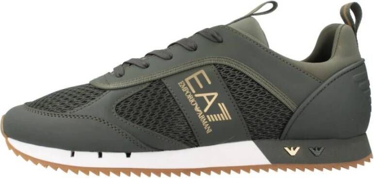 Emporio Armani EA7 Textiel en PU-leren sneakers Ea7 Green Heren