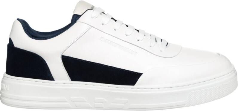 Emporio Armani Multikleur Leren Sneakers voor Mannen White Heren