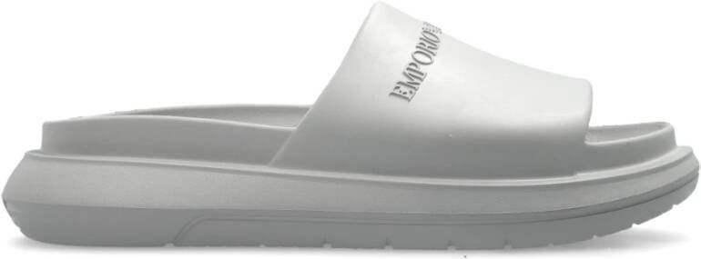 Emporio Armani Rubberen slides met logo Gray Heren