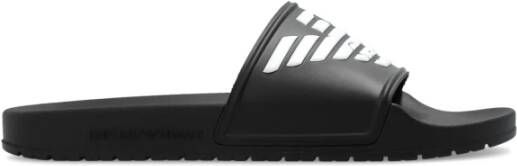 Emporio Armani Slippers met logo Black Heren