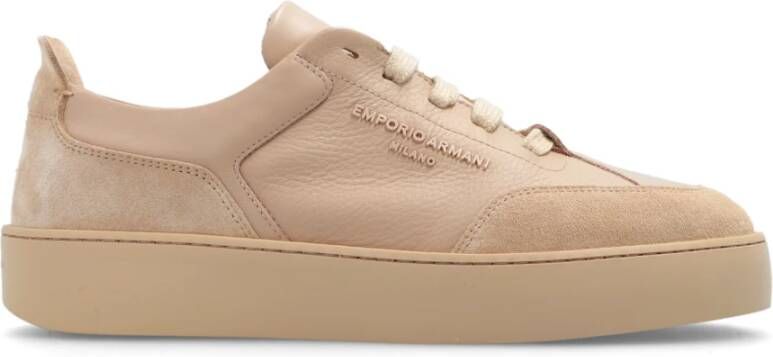 Emporio Armani Sneakers met logo Beige Dames