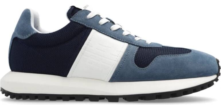 Emporio Armani Blauwe Sneakers Mesh Detail Logo Patch Blue Heren