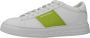 Emporio Armani Witte leren sneakers met limoengroene contrasterende inzetstukken en logo-opschrift White Heren - Thumbnail 1