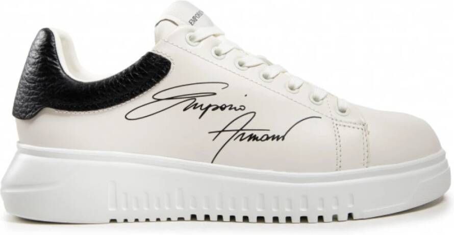krassen winter wenselijk Emporio Armani Sneakers Leather Logo Signature Wit Heren - Schoenen.nl