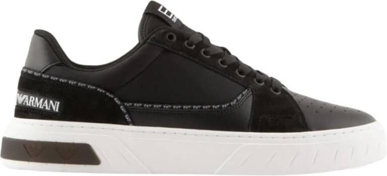 Emporio Ar i EA7 Zwart Witte Casual Sneaker voor Black