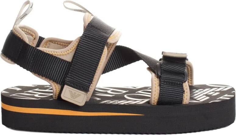 Emporio Armani Sportieve Plateau Sandalen met Klittenbandsluiting Black Heren