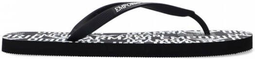 Emporio Armani Gestreepte Flip Flops Zwart Wit Black Heren