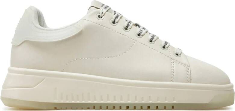 Emporio Armani Transparante Retro Sneaker met Adelaar Logo Beige Dames