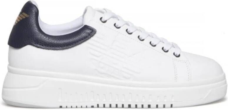 Emporio Armani Witte Leren Sneaker met Maxi Logo White Heren