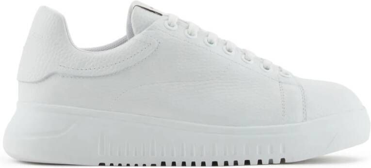 Emporio Armani Witte Leren Sneakers Logodetail Rubberen Zool White Dames