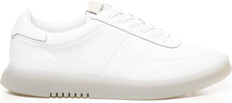 Emporio Armani Witte Leren Veterschoenen White Heren