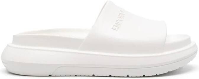 Emporio Armani Witte Sandalen met Logoband White Heren
