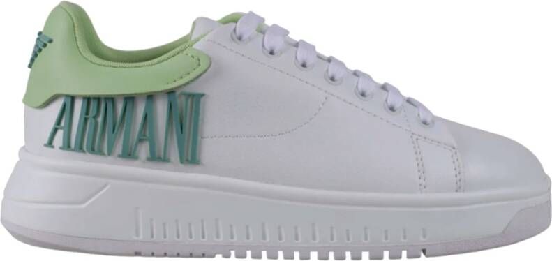 Emporio Armani Witte Sneaker met Groen Logo White Dames