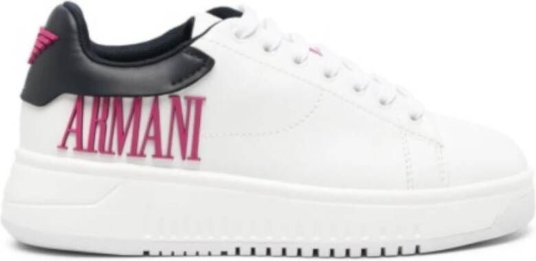 Emporio Armani Witte Sneaker met Logo Lettering White Dames