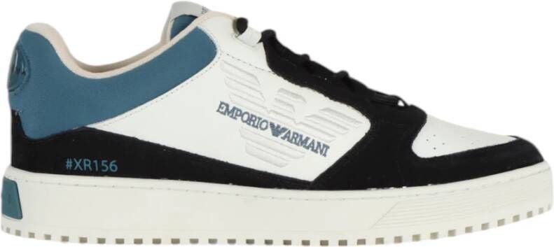 Emporio Armani Witte Sneaker met Suède Inzetstukken White Heren