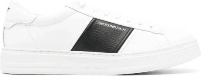 Emporio Armani Leren sneakers met contrasterende kleur White Heren