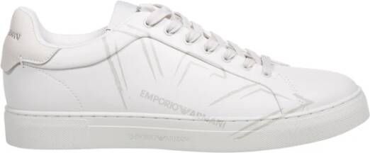 Emporio Armani Eenvoudige Vetersneakers Black Heren